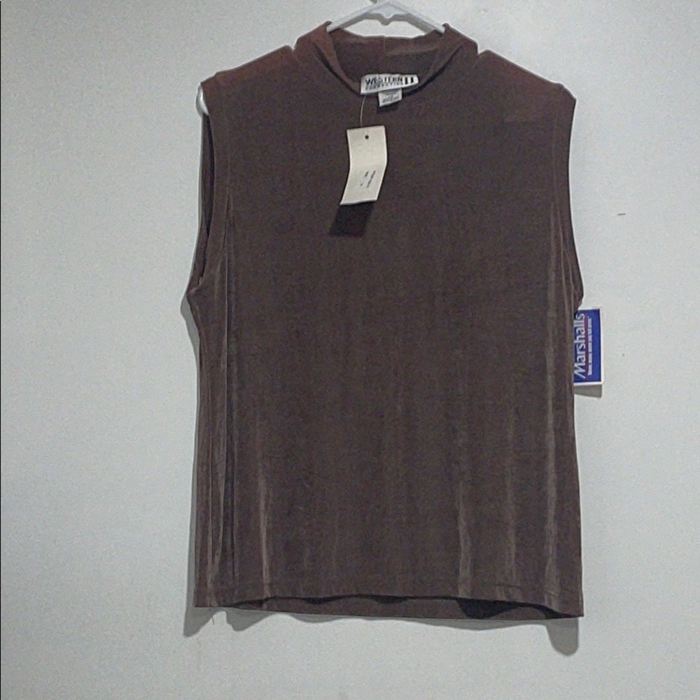 Brown Sleeveless Top by Western Collection